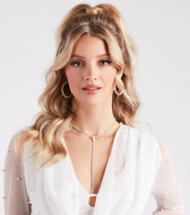 Simple Chic Glamour Rhinestone Lariat Necklace