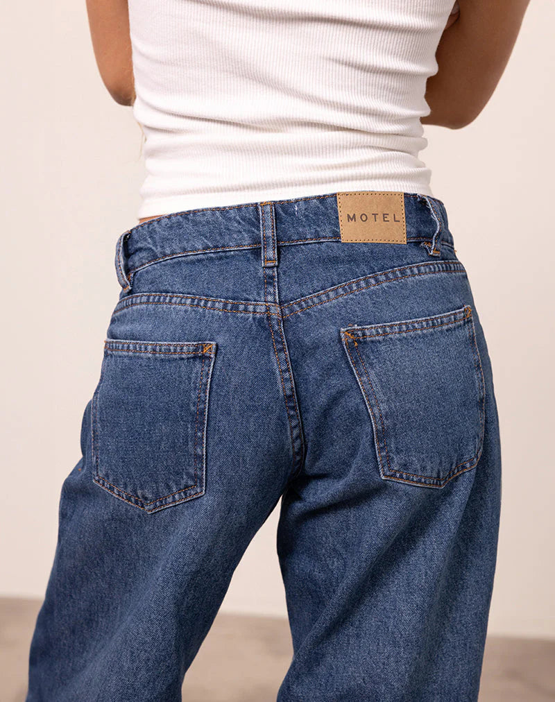 Roomy Extra Wide Low Rise Jeans in Mid Blue Used