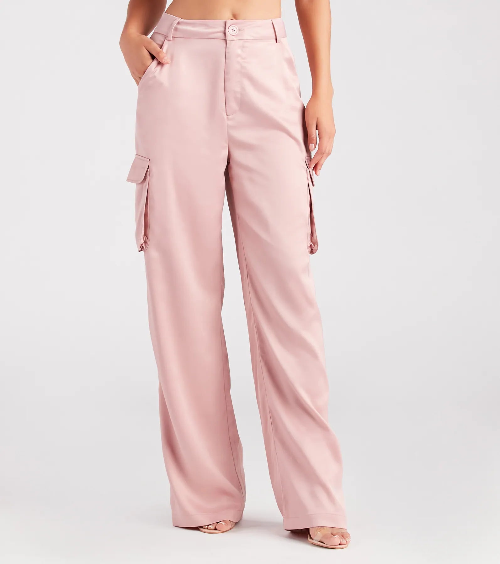 Dress Me Up Satin Straight-Leg Cargo Pants