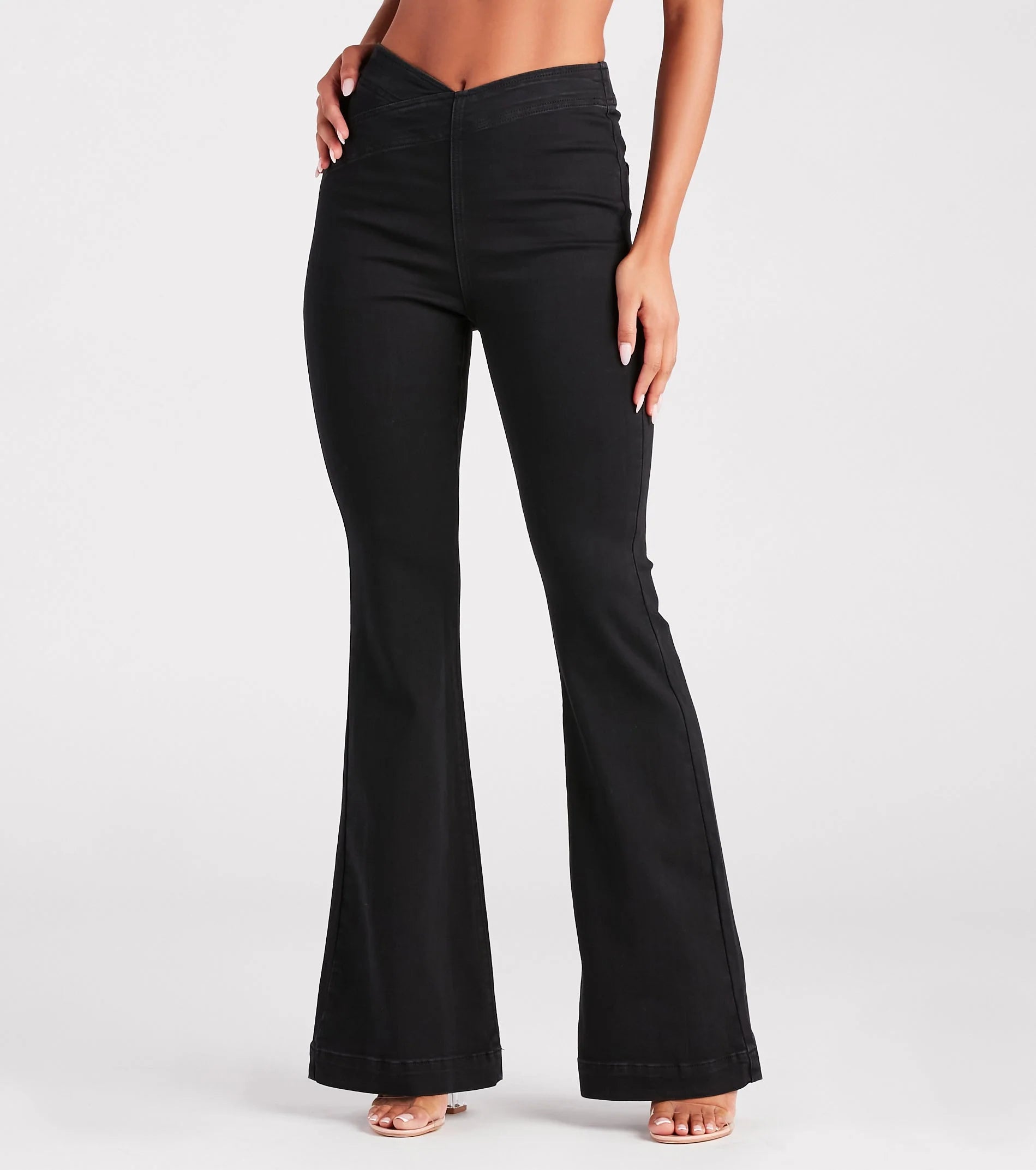 Snatched Style V-Cut Waist Flare Jeans