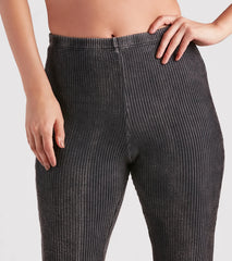 Chill Mood Ribbed Knit Flare-Leg Pants