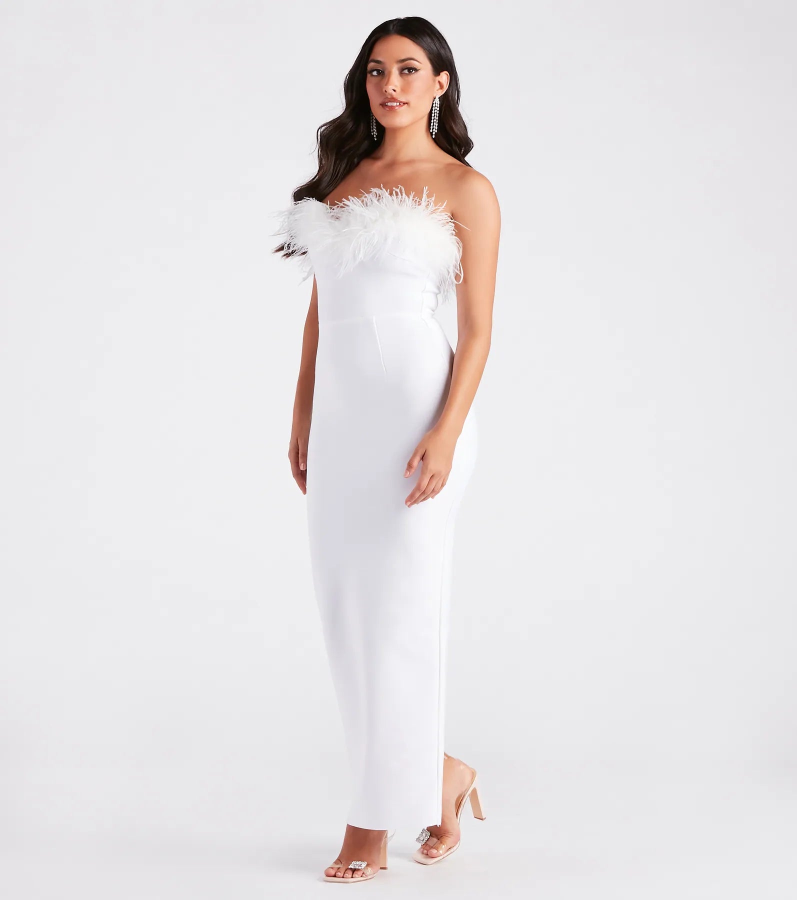 Olivia Formal Marabou Feather Bandage Dress