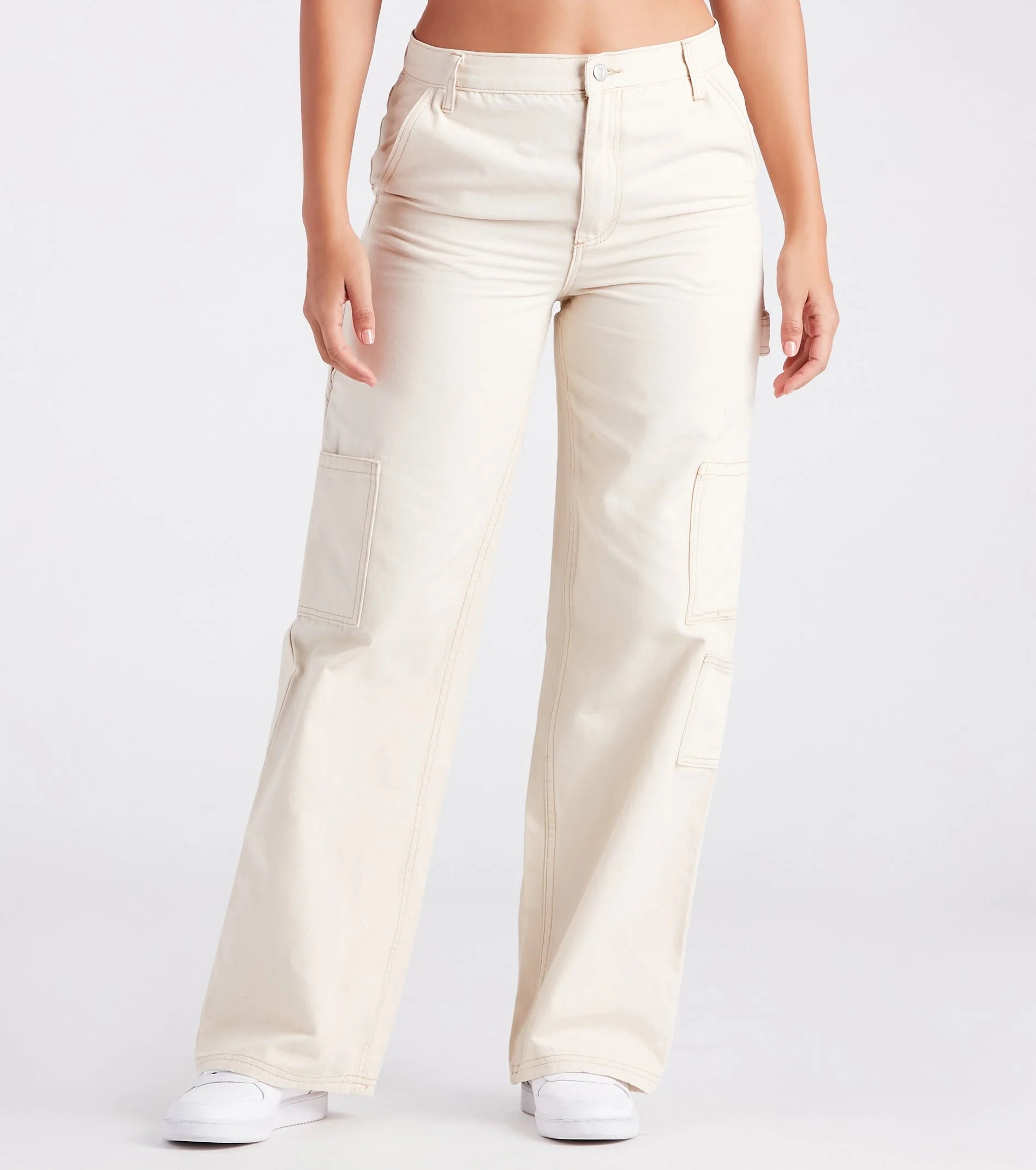 On Repeat Contrast Stitch Wide-Leg Pants