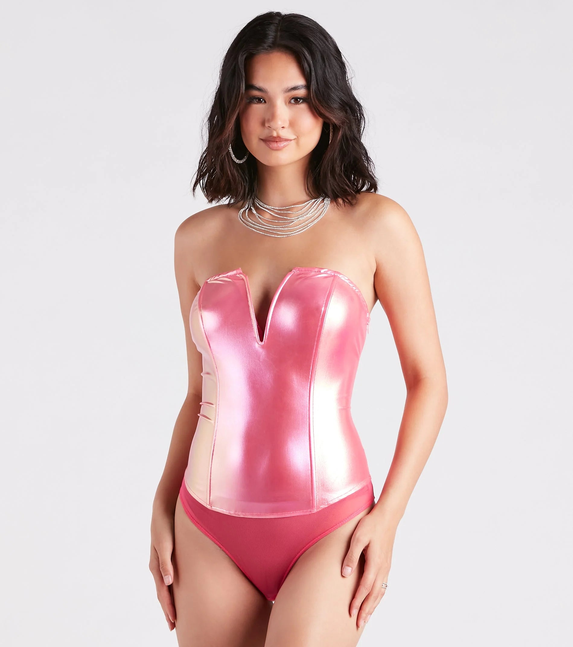 After Hours Glow Metallic Strapless Bodysuit