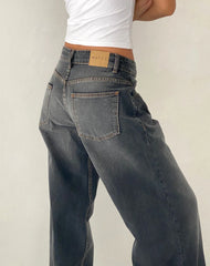 Roomy Extra Wide Low Rise Jeans in Grey Used Bleach