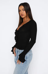 Feel My Love Long Sleeve Top Black