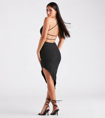 Strappy And Stunning Rib Knit Midi Dress