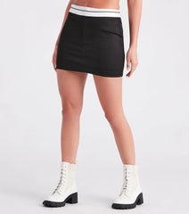 Back To Cute Foldover Twill Mini Skirt