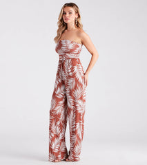 Sunset Cruise Tropical Print Strapless Jumpsuit