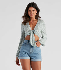 Swept Away Gauze Tie-Front Top