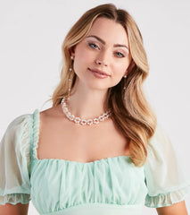 Pretty Luxe Pearl Flower Choker Necklace