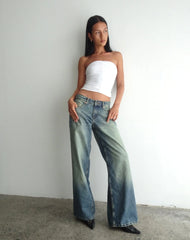 Roomy Extra Wide Low Rise Jeans in Extreme Blue Green