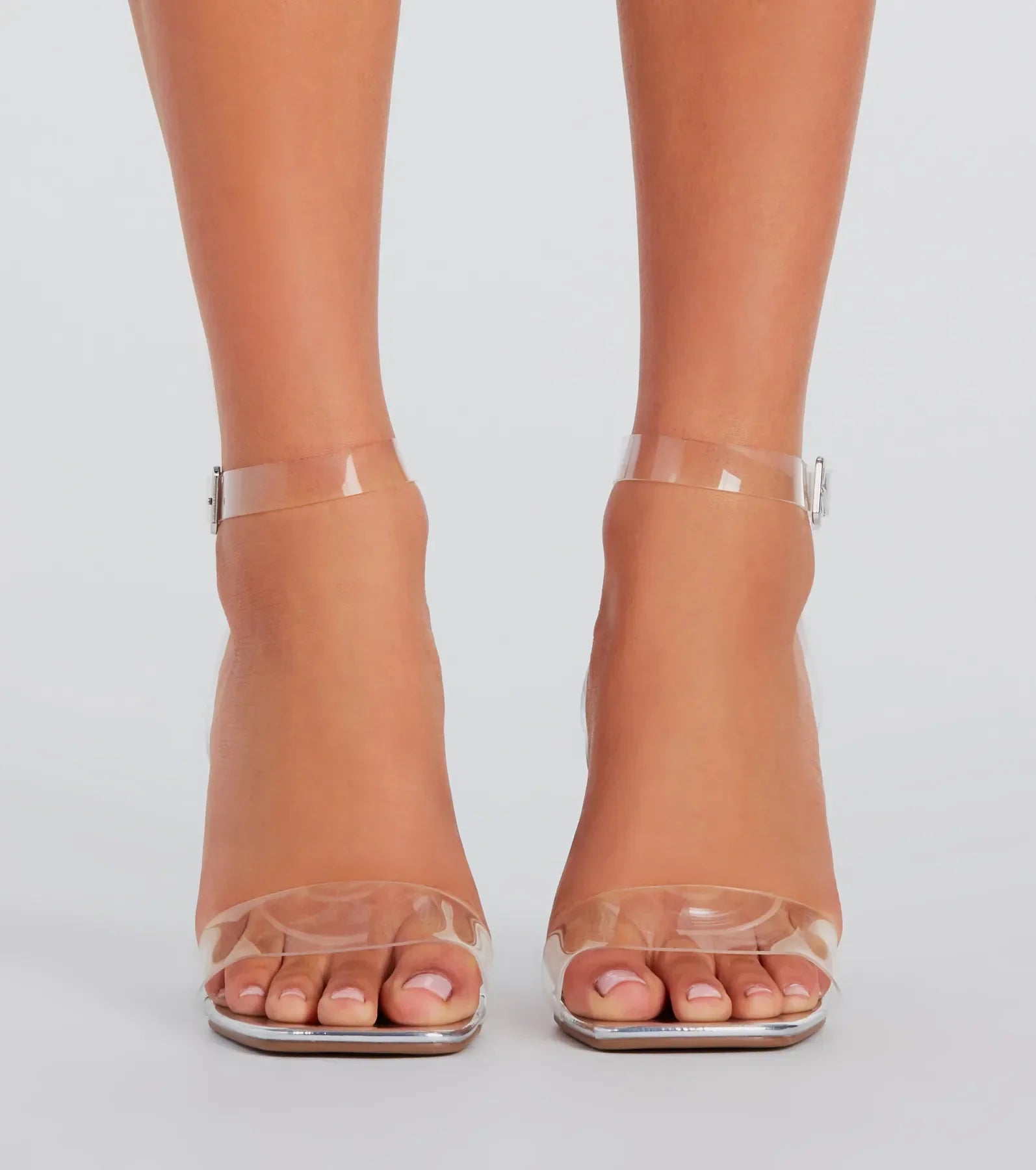 A Clear Favorite PVC Metallic Block Heels