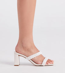 A Fine Romance Faux Pearl Strap Mules