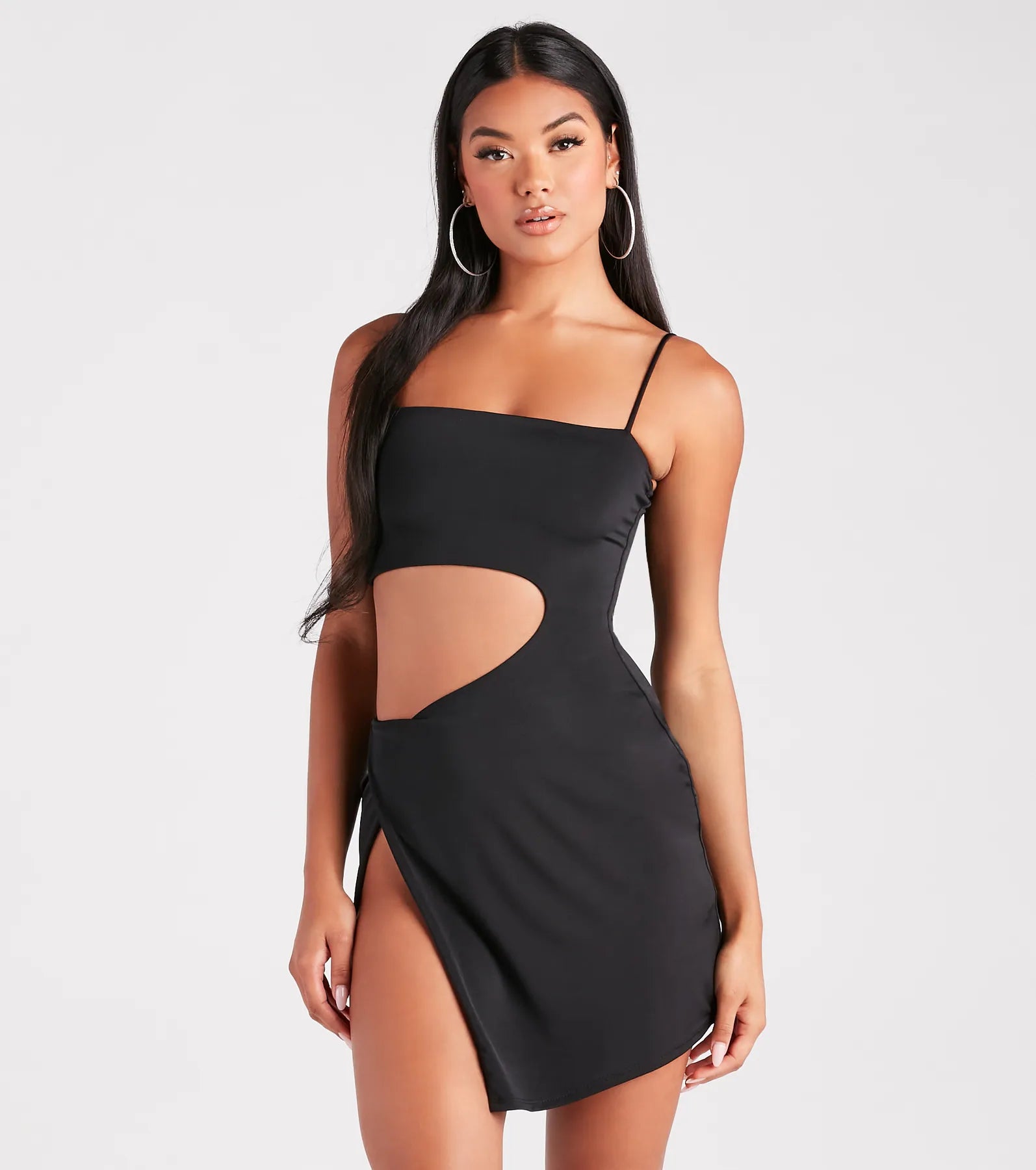 Flirt Alert Cutout High Slit Mini Dress