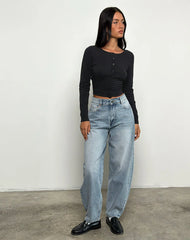 High Rise Barrel Jean in Bleu