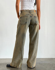 Roomy Extra Wide Leg Low Rise Jeans in Sandy Blue Acid