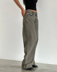 Roomy Extra Wide Low Rise Jeans in Earthy Blue