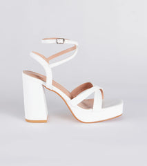 Criss Cross And Tell Platform Block Heels