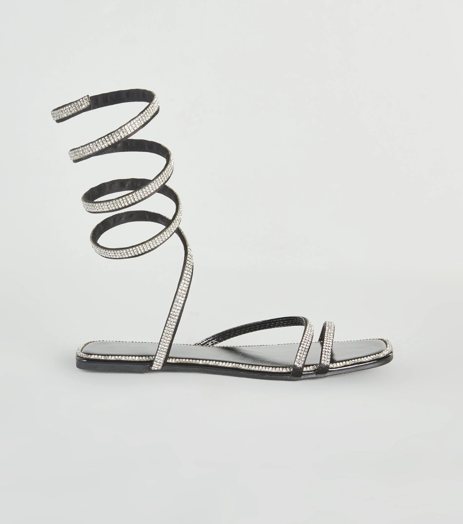 For A Spin Rhinestone Spiral Flat Sandals