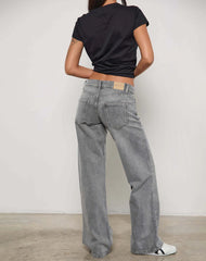 Low Rise Parallel Jeans in Grey Wash