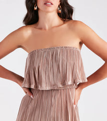 Happy Hour Chic Strapless Plisse Jumpsuit