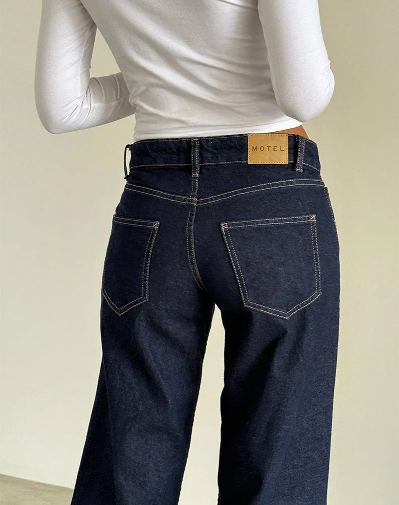 Low Rise Parallel Jeans in Indigo