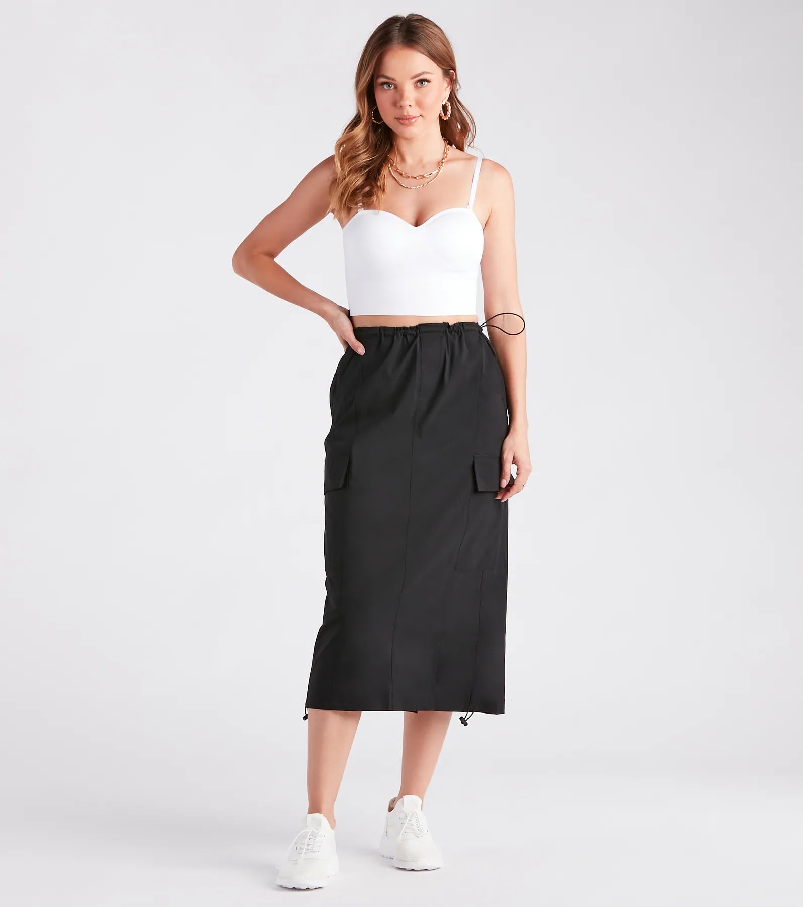 She's A Trendsetter Nylon Parachute Midi Skirt