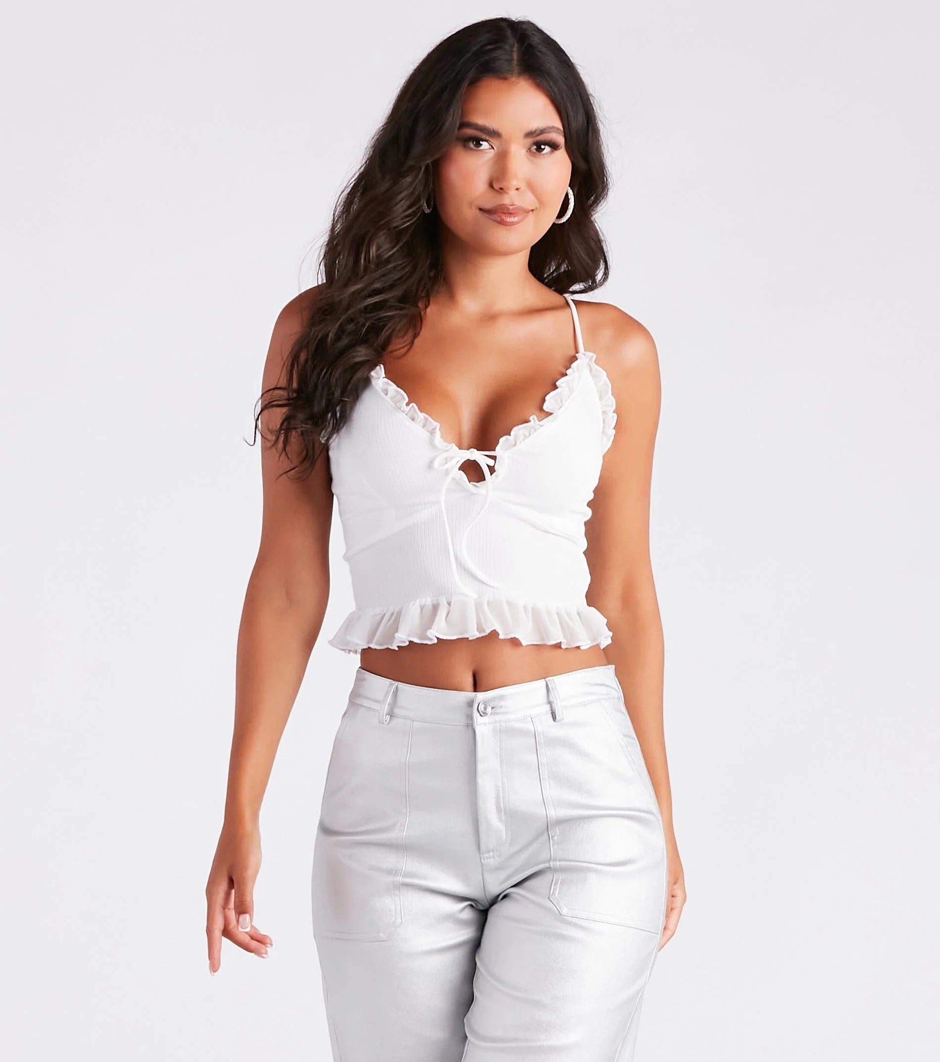 Frill Of The Moment Ruffle Tank Crop Top