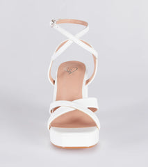 Criss Cross And Tell Platform Block Heels