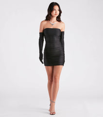 Arm Candy Strapless Mini Dress With Gloves