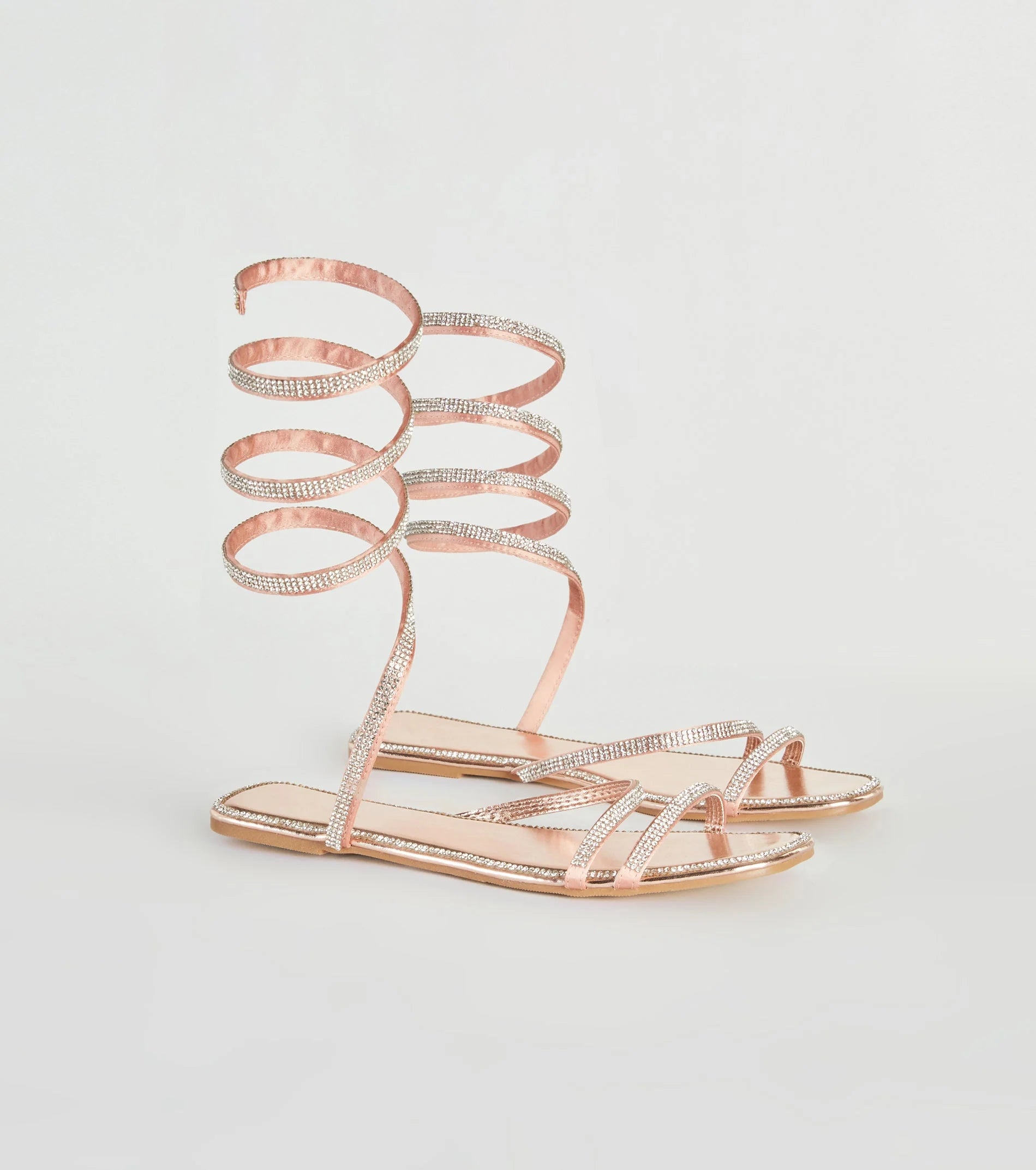 For A Spin Rhinestone Spiral Flat Sandals