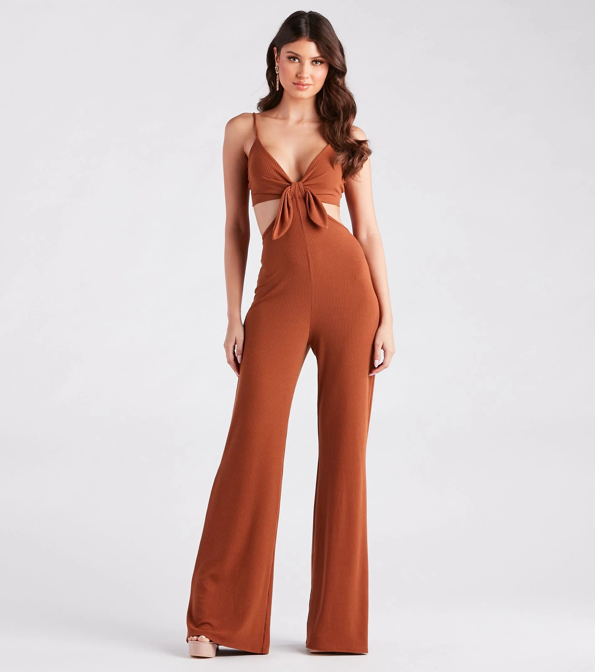 Getaway Girl Rib Knit Cutout Jumpsuit