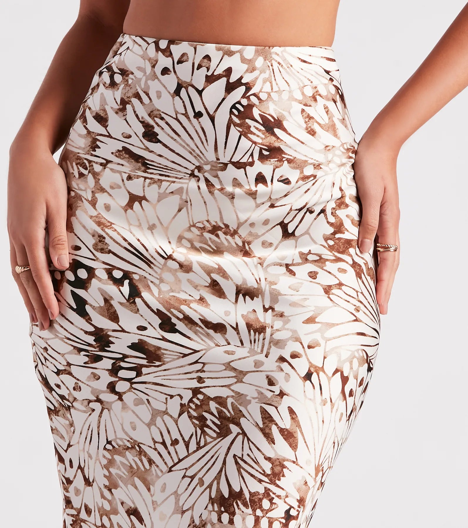 Fly By Satin Butterfly Midi Skirt