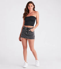 Cool Sensation Acid Wash Denim Skort