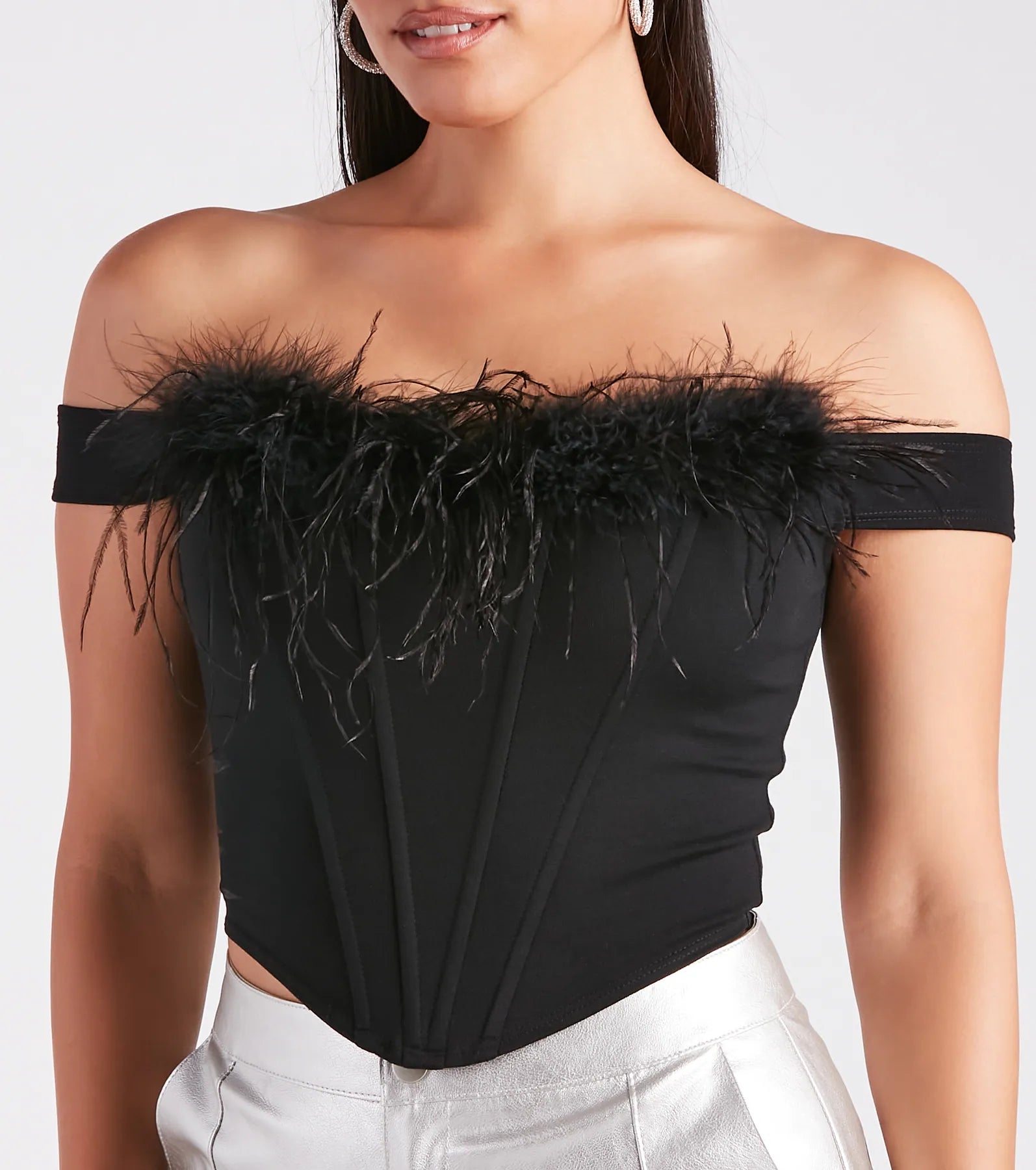 So Iconic Marabou Feather Trim Bustier