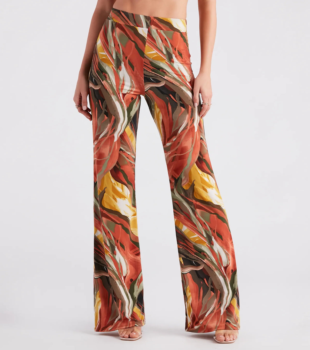 Abstract Chic Straight-Leg Pants