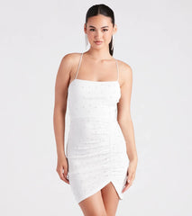 Decadent In Pearls Crepe Lace-Up Dress