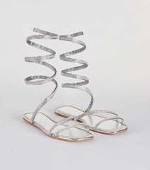 For A Spin Rhinestone Spiral Flat Sandals