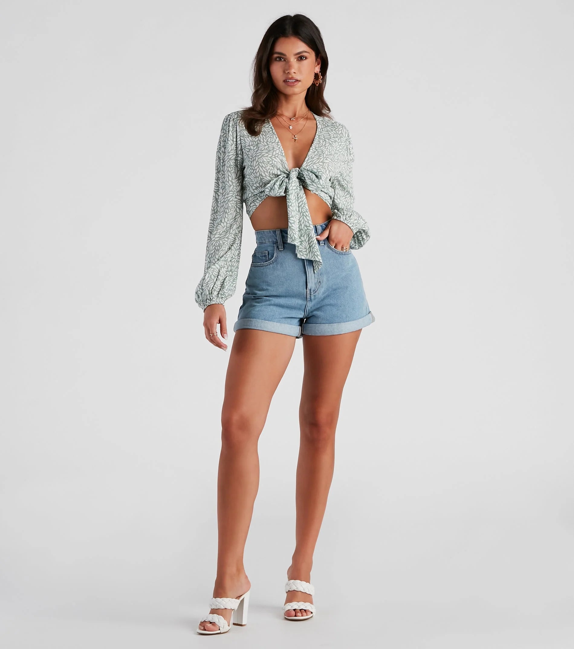 Swept Away Gauze Tie-Front Top