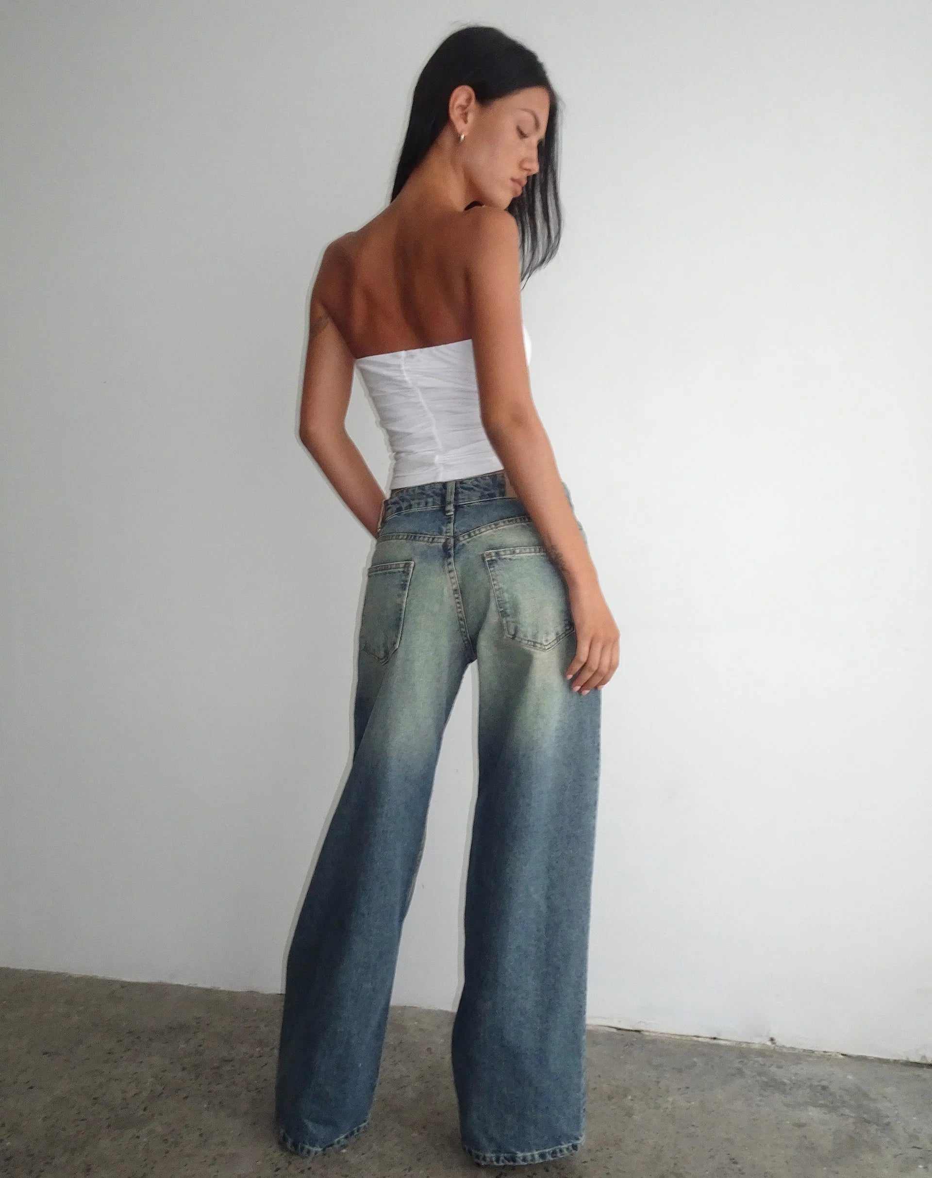 Roomy Extra Wide Low Rise Jeans in Extreme Blue Green