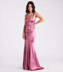 Cassie Formal Satin Lace-Up Mermaid Dress