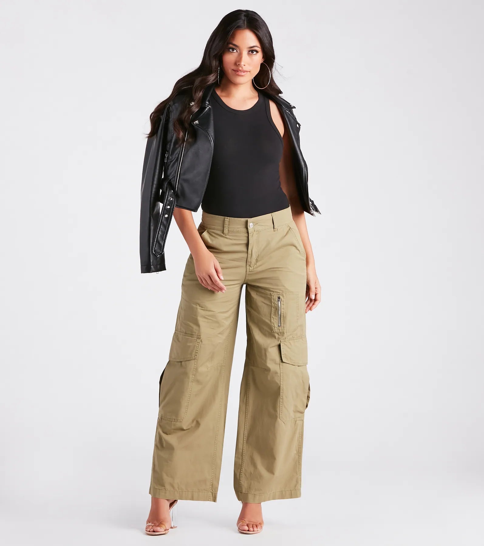 Serving Trendy Vibes Wide-Leg Cargo Pants