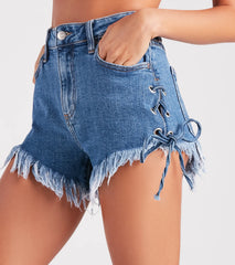 Remy High-Rise Lace-Up Denim Shorts