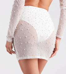 Queen Of The Gems Rhinestone Pearl Mini Skirt