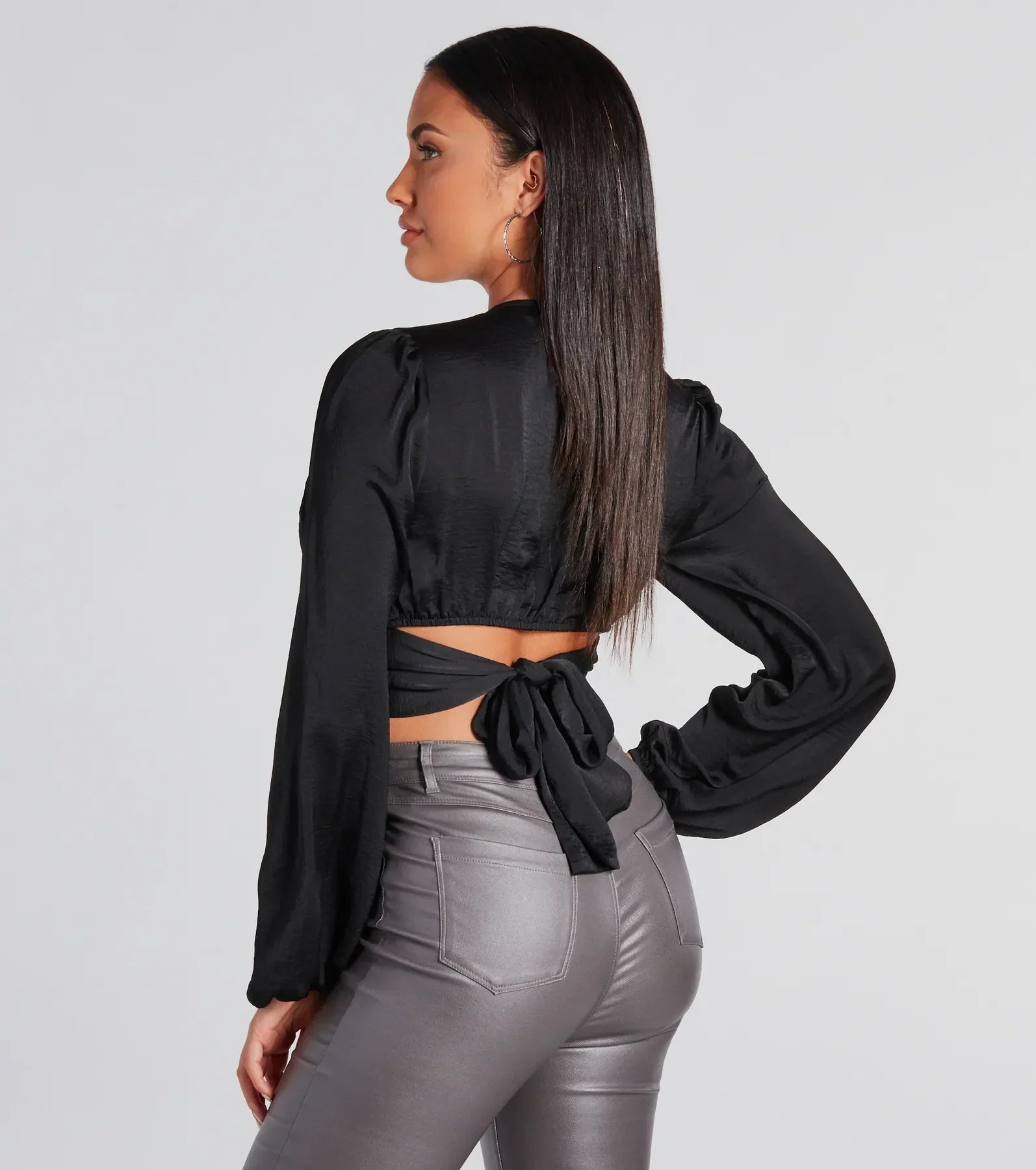 Sun Goes Down Satin Tie Back Crop Top