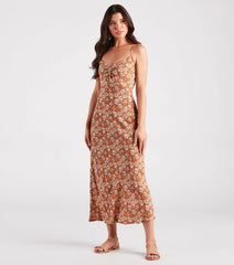 Pick Me Floral Lace-Up Maxi Dress