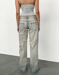 Low Rise Parallel Jeans in Sand Bleach Extreme