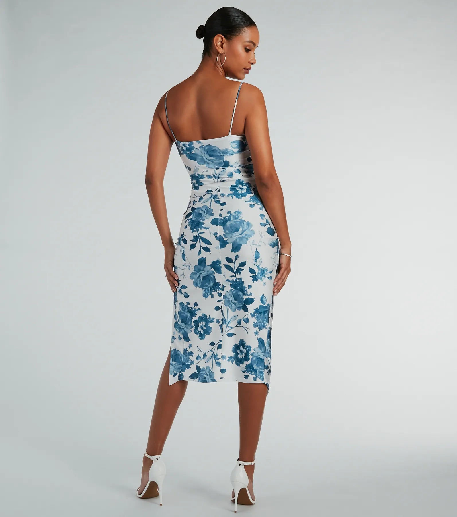 Made You Wink Floral Satin Midi Dress