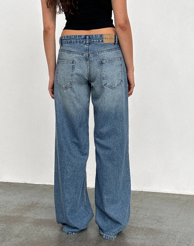 Roomy Extra Wide Low Rise Jeans in Powder Blue